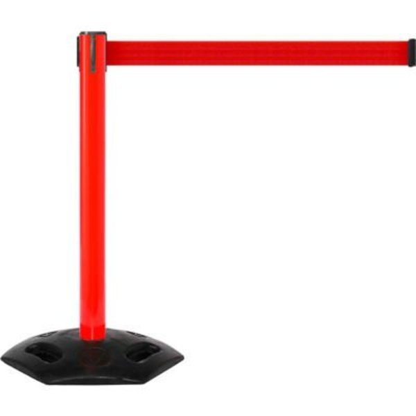 Queue Solutions WeatherMaster 250 Retractable Belt Barrier, 40in Red Post, 11' Red Belt WMR250R-RD110